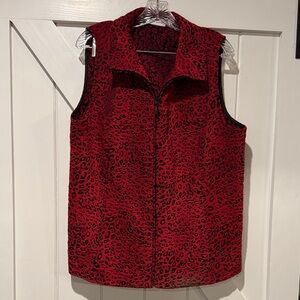 Susan Graver Red and Black Animal Print Sleeveless Top